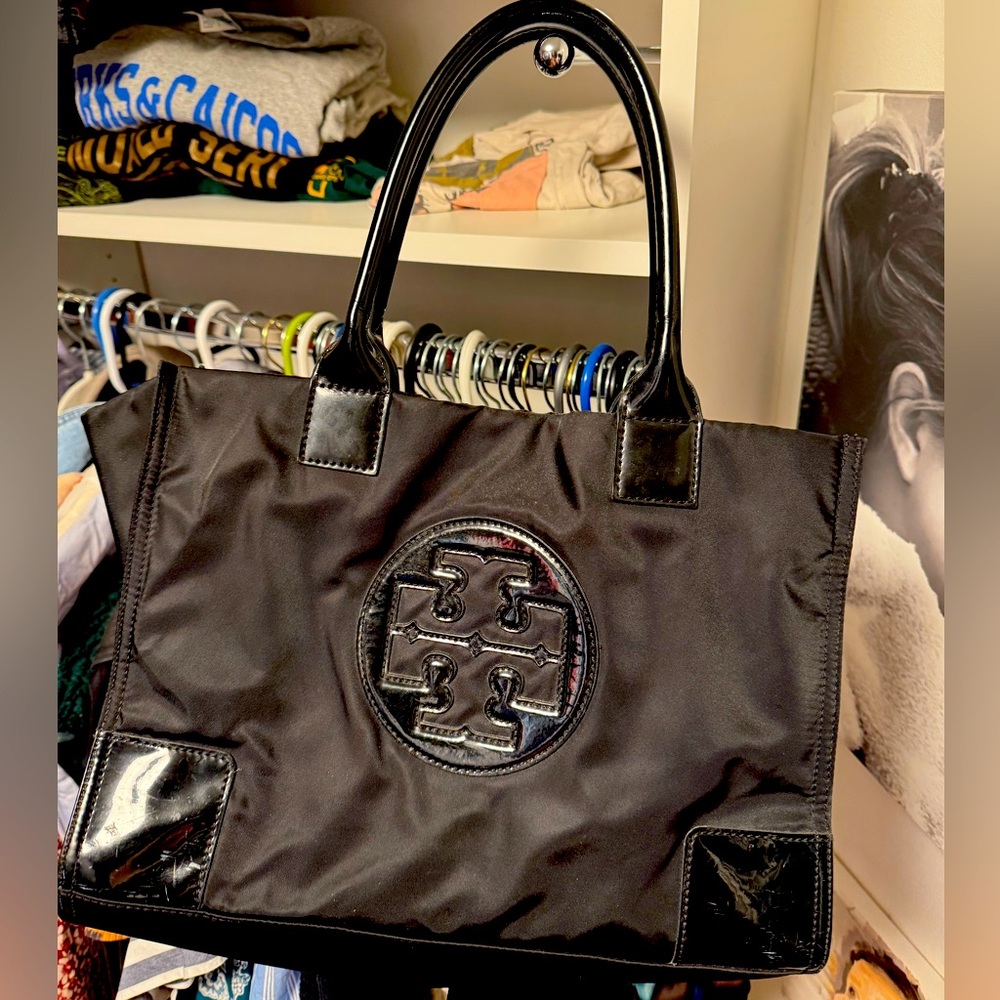Tory Burch Ella Small Nylon Tote Black